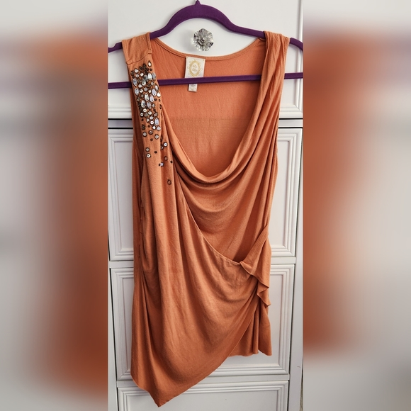 Ric Rac (Anthropologie) Orange Beaded Top Size S - Picture 1 of 6